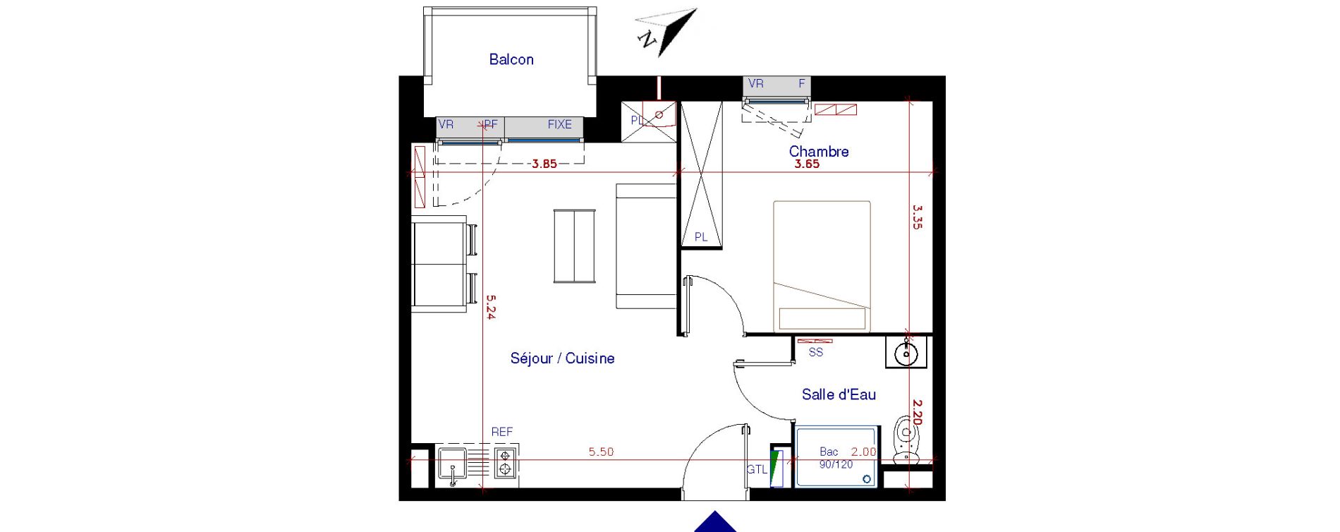 Appartement T2 de 39,30 m2 &agrave; Parempuyre Centre