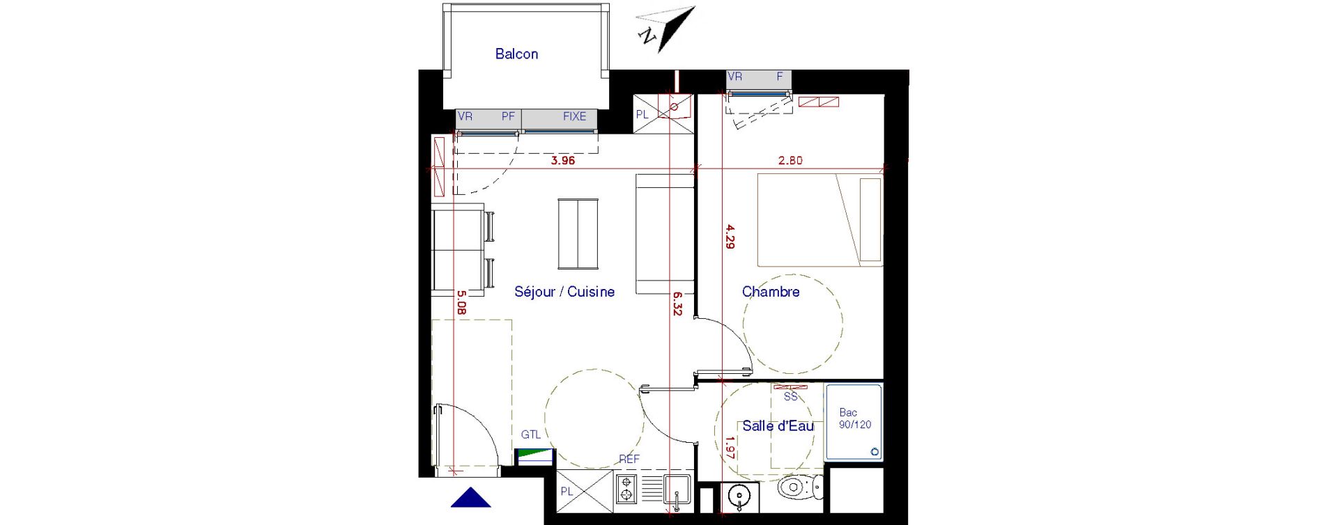 Appartement T2 de 38,40 m2 &agrave; Parempuyre Centre