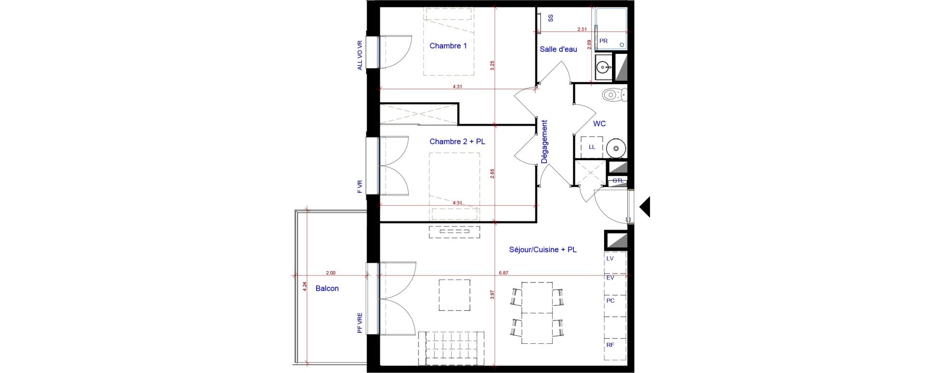 Appartement T3 de 65,99 m2 &agrave; Parempuyre Centre