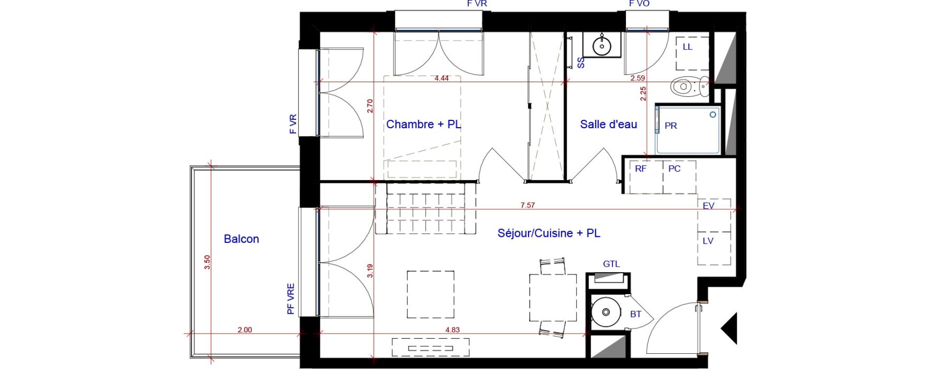 Appartement T2 de 41,50 m2 &agrave; Parempuyre Centre