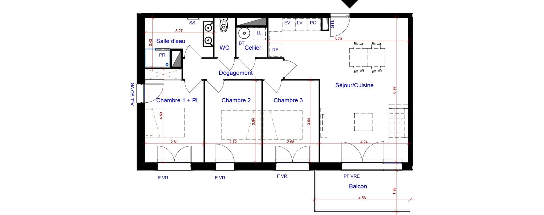 Appartement T4 de 84,62 m2 &agrave; Parempuyre Centre
