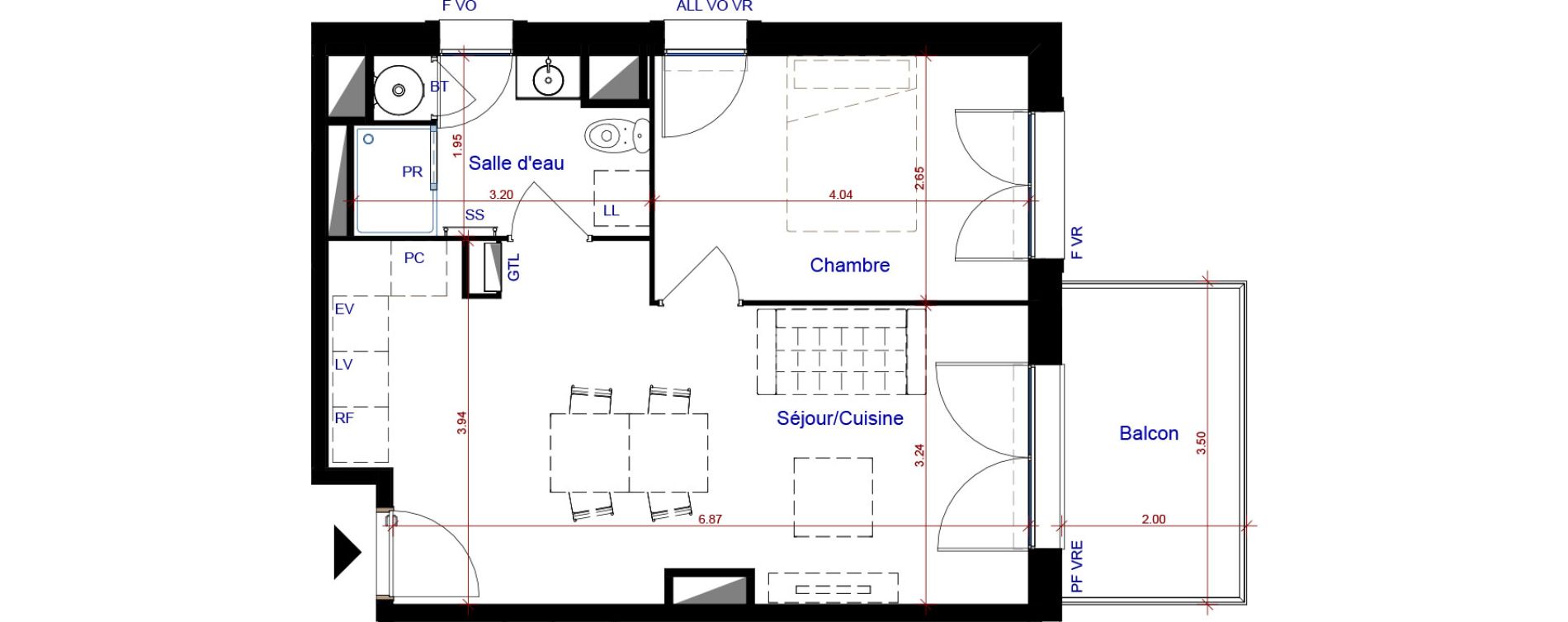 Appartement T2 de 41,60 m2 &agrave; Parempuyre Centre