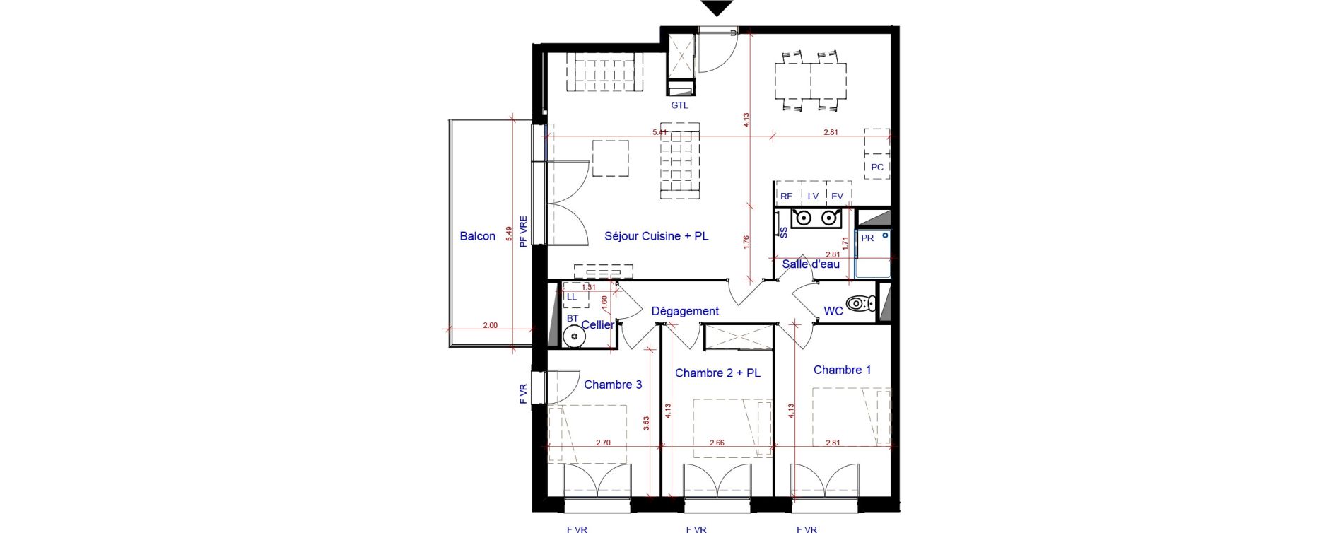 Appartement T4 de 87,26 m2 &agrave; Parempuyre Centre