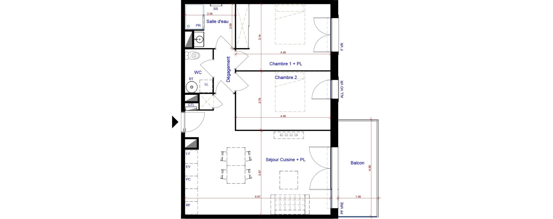 Appartement T3 de 65,88 m2 &agrave; Parempuyre Centre