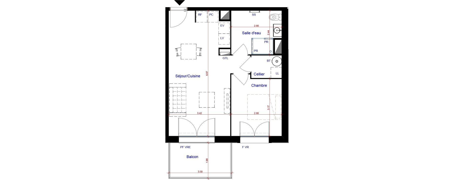Appartement T2 de 41,92 m2 &agrave; Parempuyre Centre