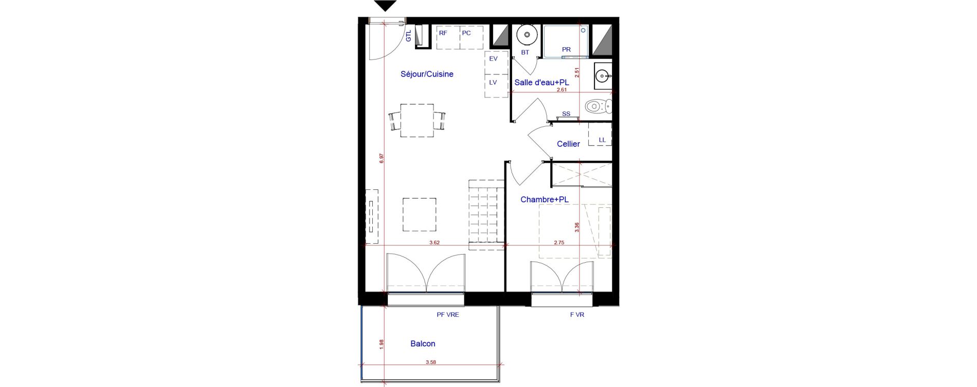 Appartement T2 de 42,78 m2 &agrave; Parempuyre Centre