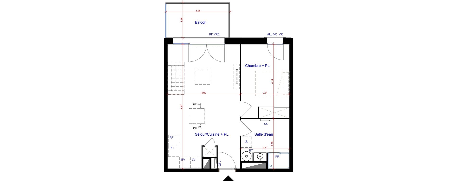 Appartement T2 de 45,61 m2 &agrave; Parempuyre Centre