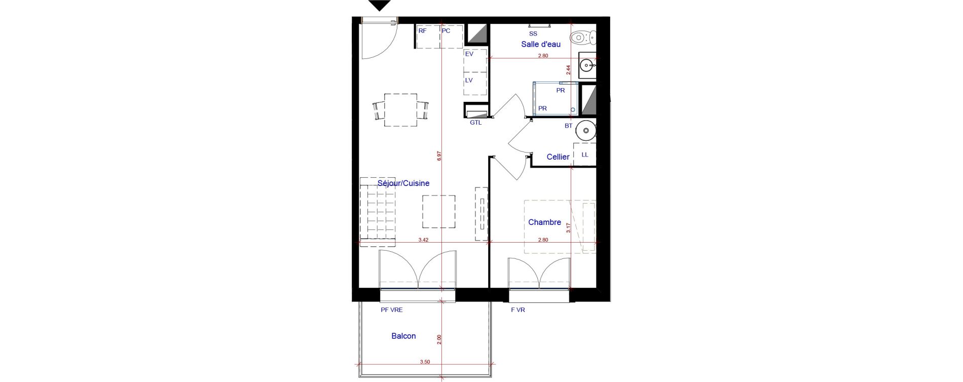 Appartement T2 de 41,92 m2 &agrave; Parempuyre Centre