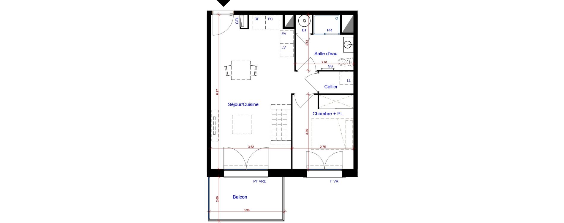 Appartement T2 de 42,79 m2 &agrave; Parempuyre Centre