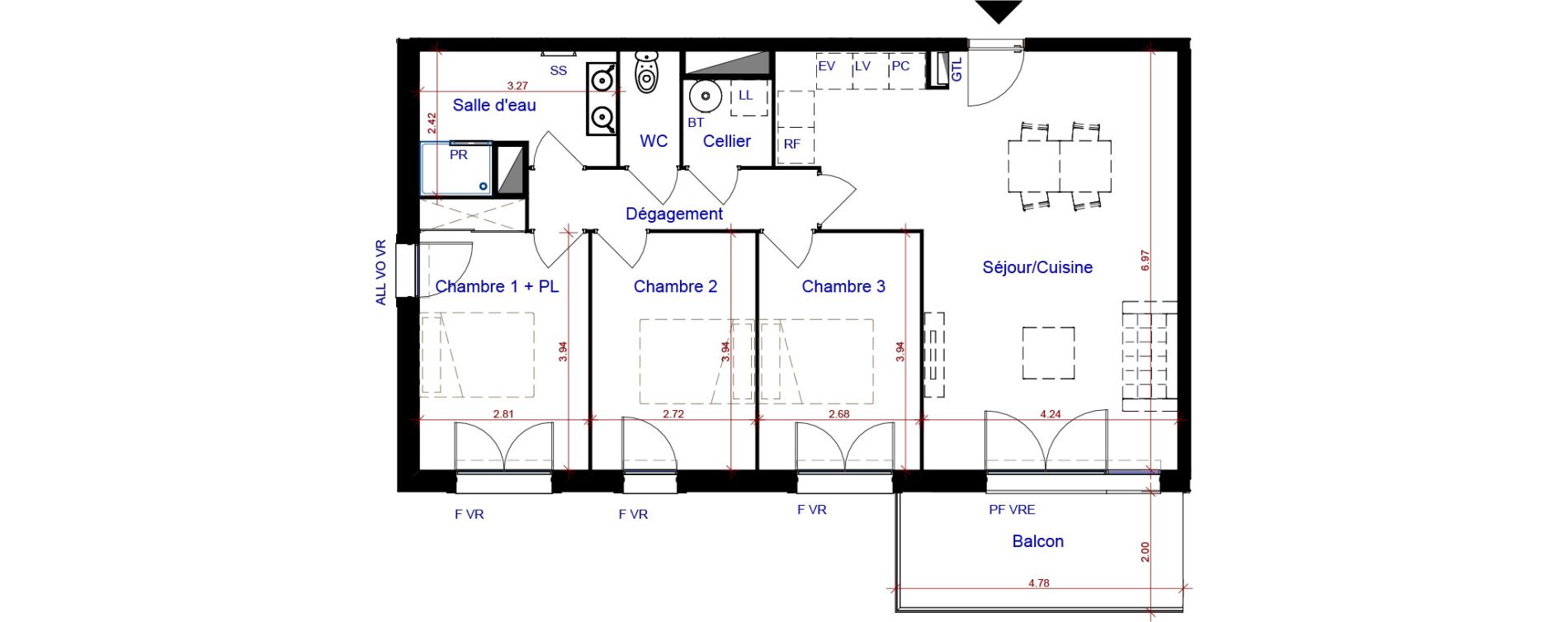 Appartement T4 de 84,62 m2 &agrave; Parempuyre Centre