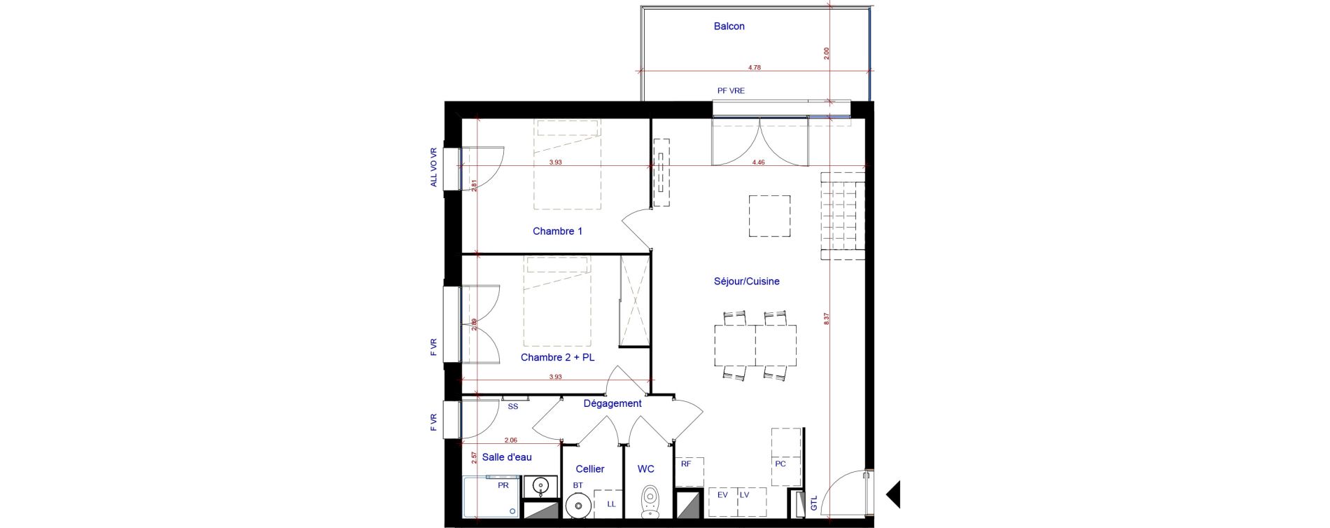 Appartement T3 de 68,29 m2 &agrave; Parempuyre Centre