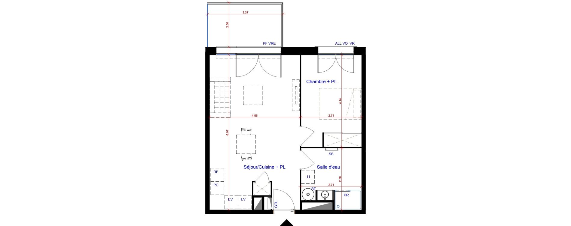 Appartement T2 de 45,61 m2 &agrave; Parempuyre Centre