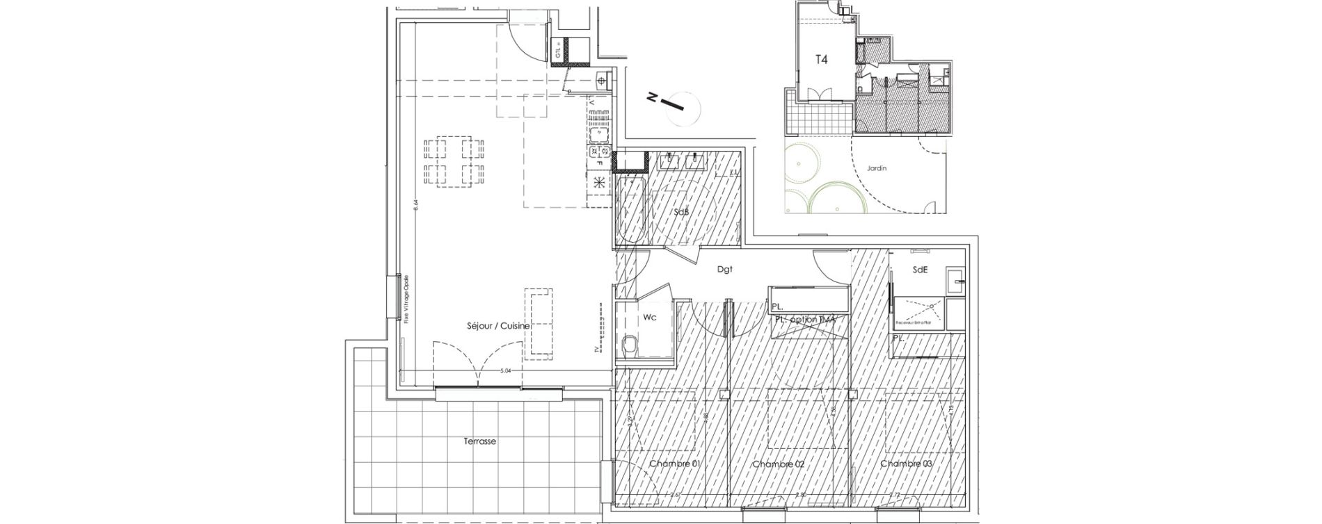 Appartement T4 de 97,10 m2 à Pessac Les echoppes – le vallon
