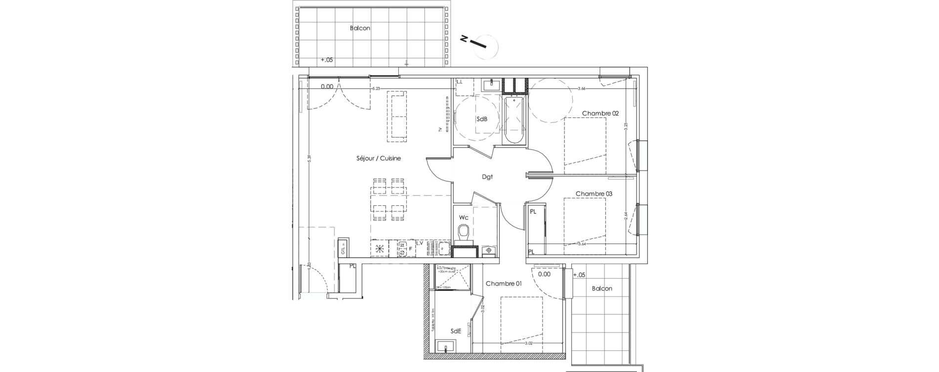 Appartement T4 de 81,20 m2 à Pessac Les echoppes – le vallon