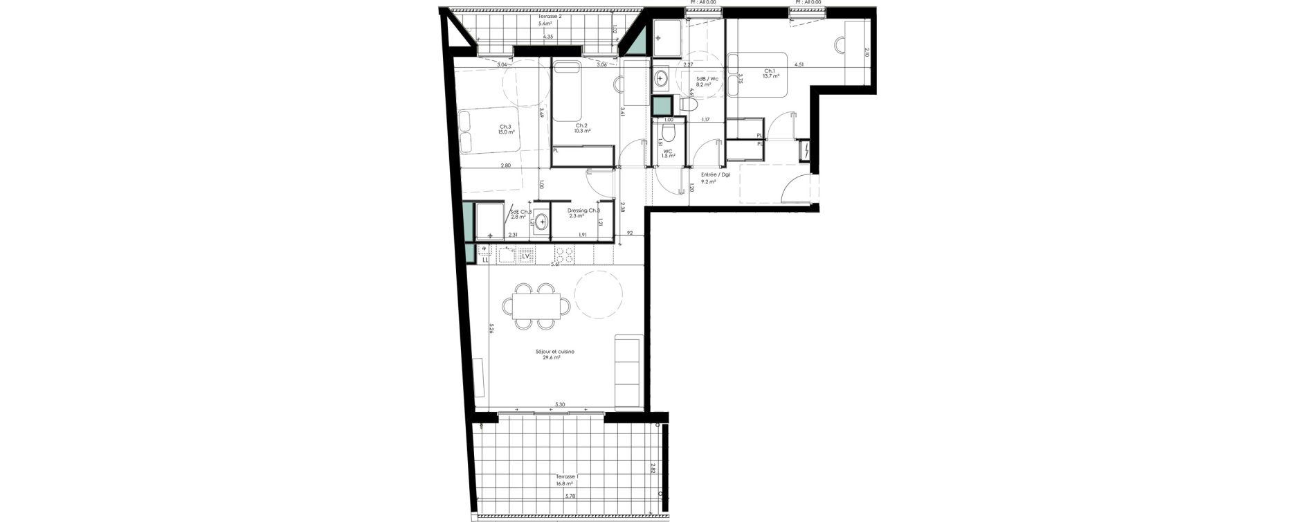 Appartement T4 de 92,60 m2 à Pessac Le bourg