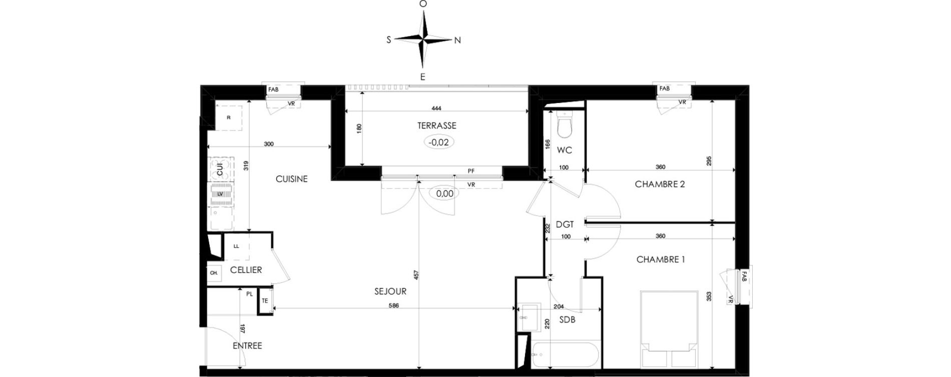 Appartement T3 de 71,20 m2 &agrave; Pessac Saige
