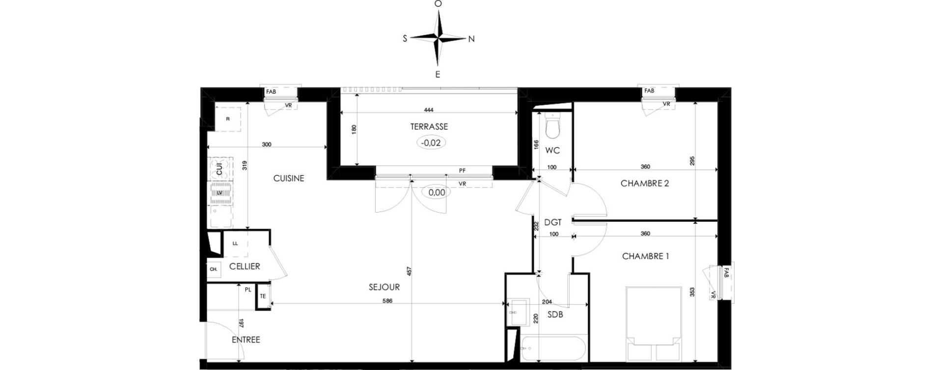 Appartement T3 de 71,20 m2 à Pessac Saige