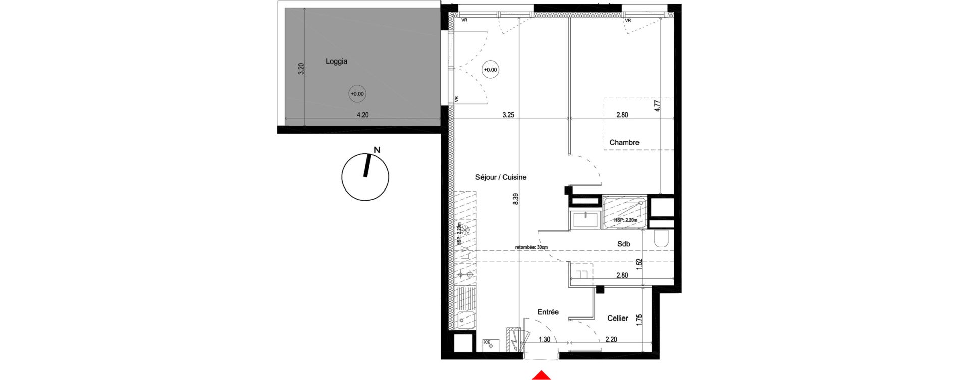 Appartement T2 de 50,10 m2 &agrave; Pessac L'alouette
