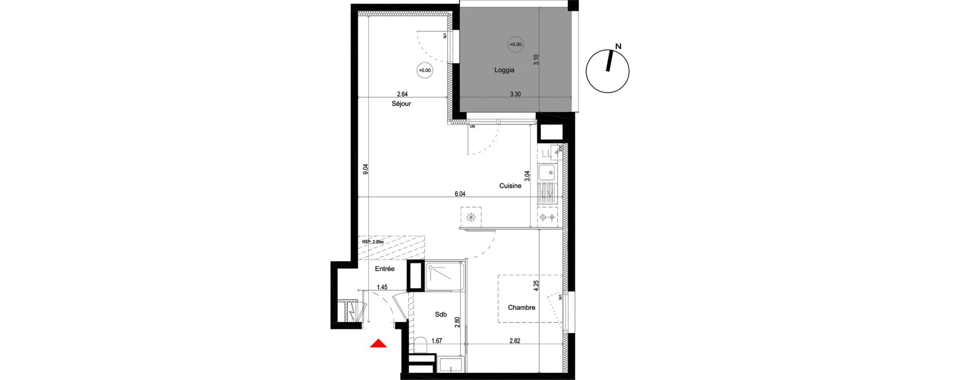 Appartement T2 de 49,10 m2 &agrave; Pessac L'alouette