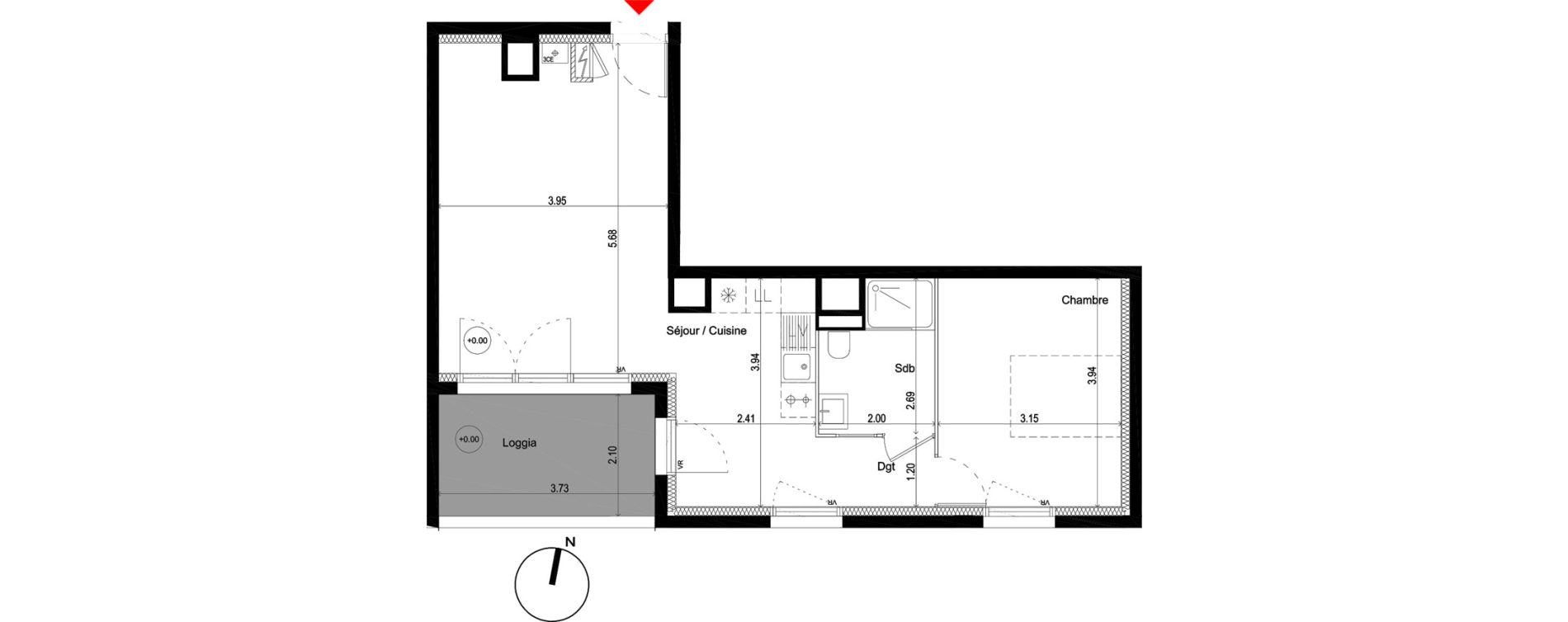 Appartement T2 de 50,60 m2 &agrave; Pessac L'alouette