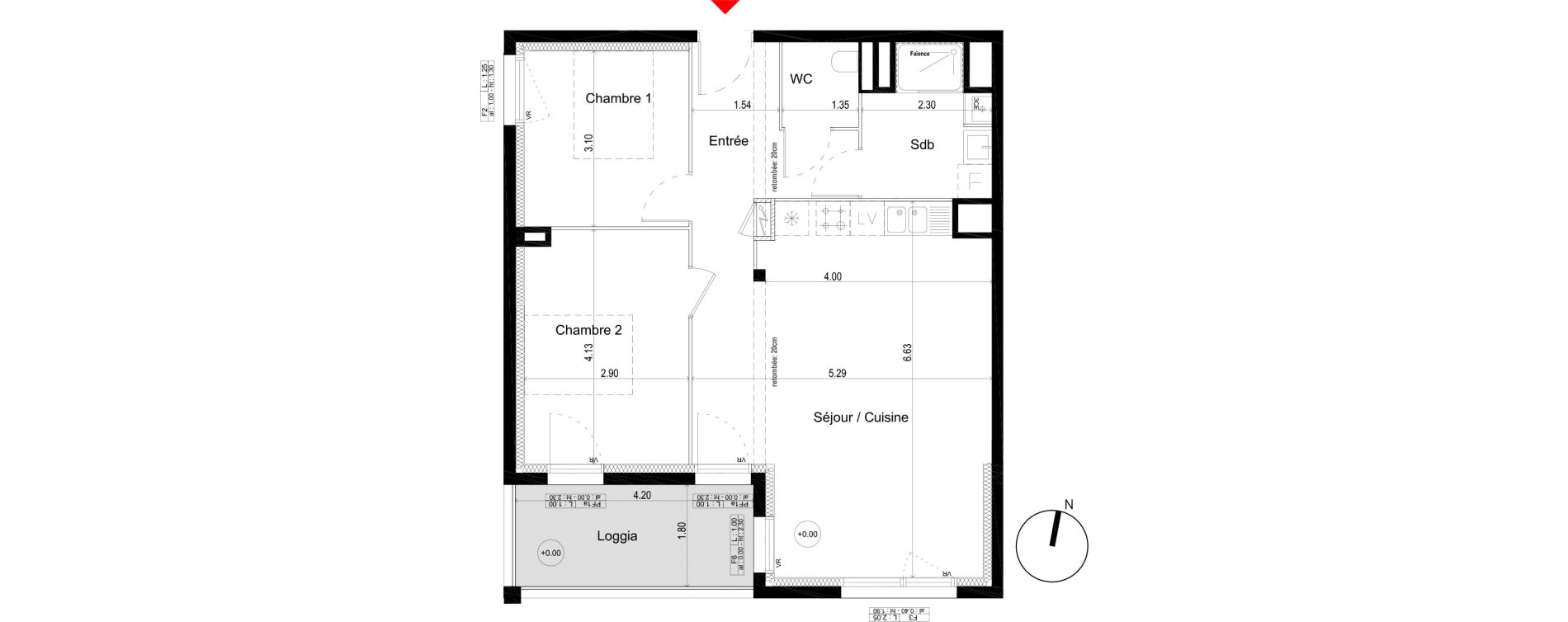 Appartement T3 de 65,20 m2 à Pessac L'alouette