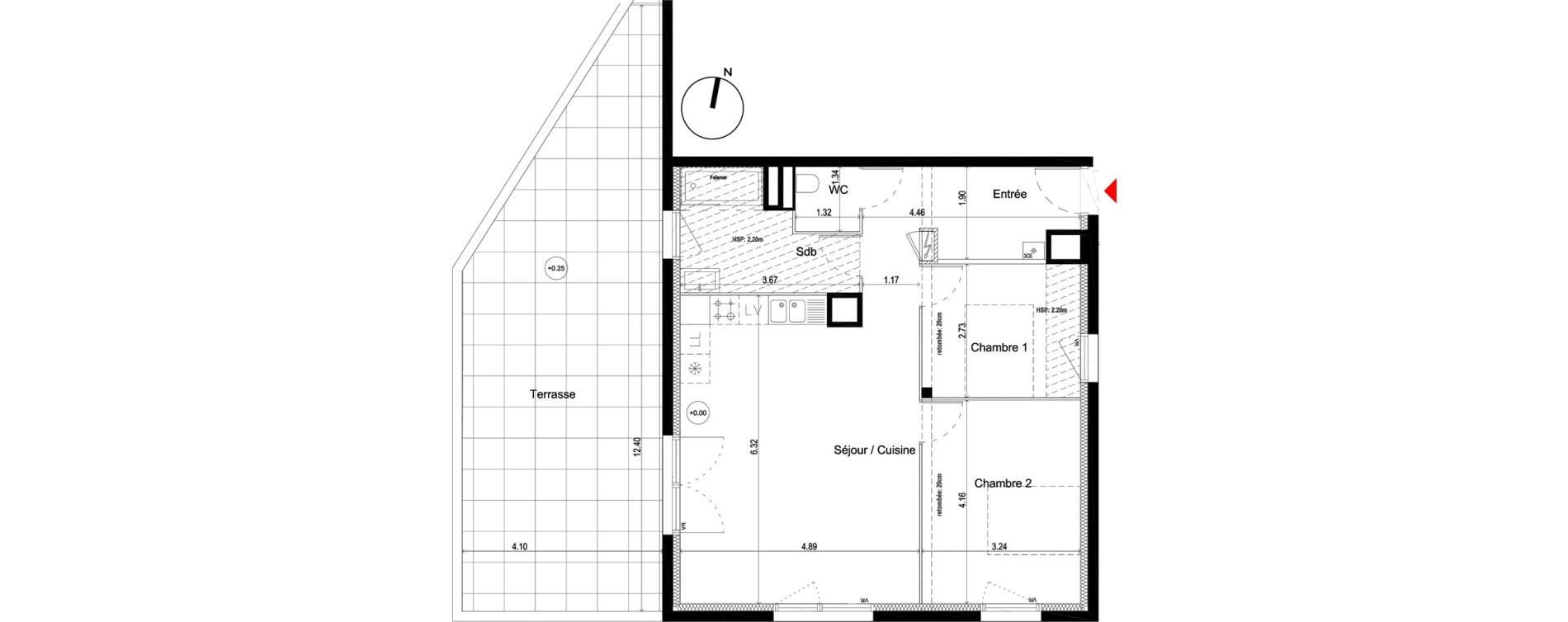 Appartement T3 de 70,10 m2 &agrave; Pessac L'alouette