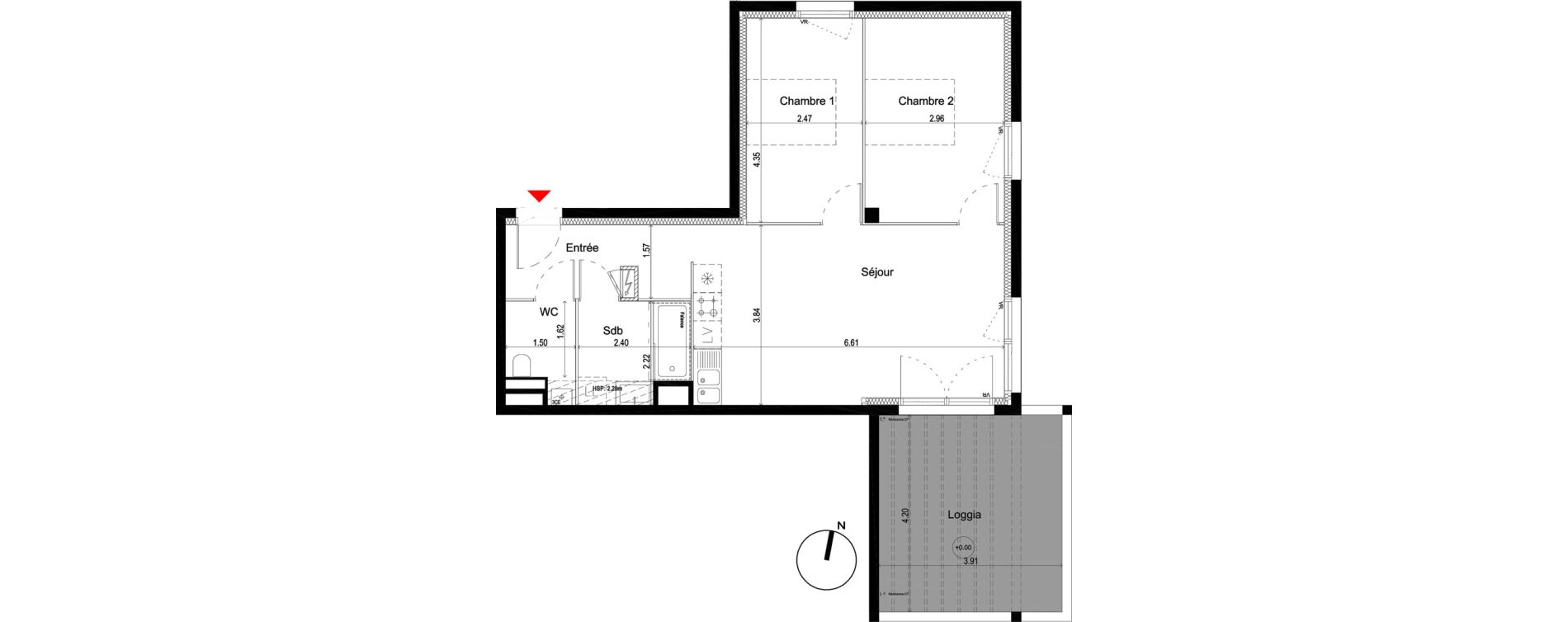 Appartement T3 de 62,10 m2 &agrave; Pessac L'alouette