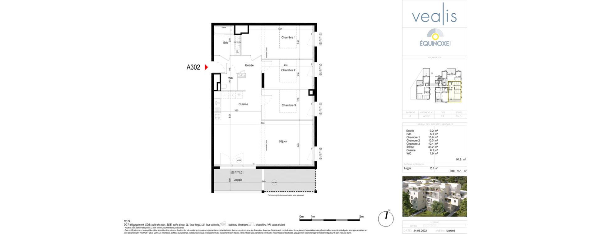 Appartement T4 de 91,90 m2 &agrave; Pessac L'alouette