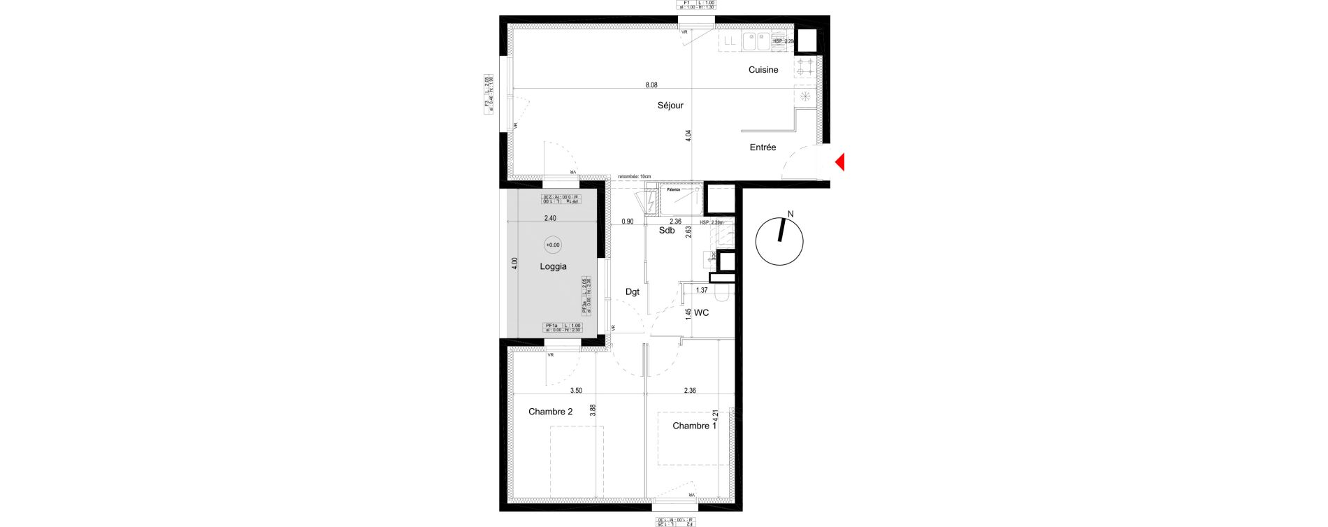 Appartement T3 de 66,90 m2 à Pessac L'alouette