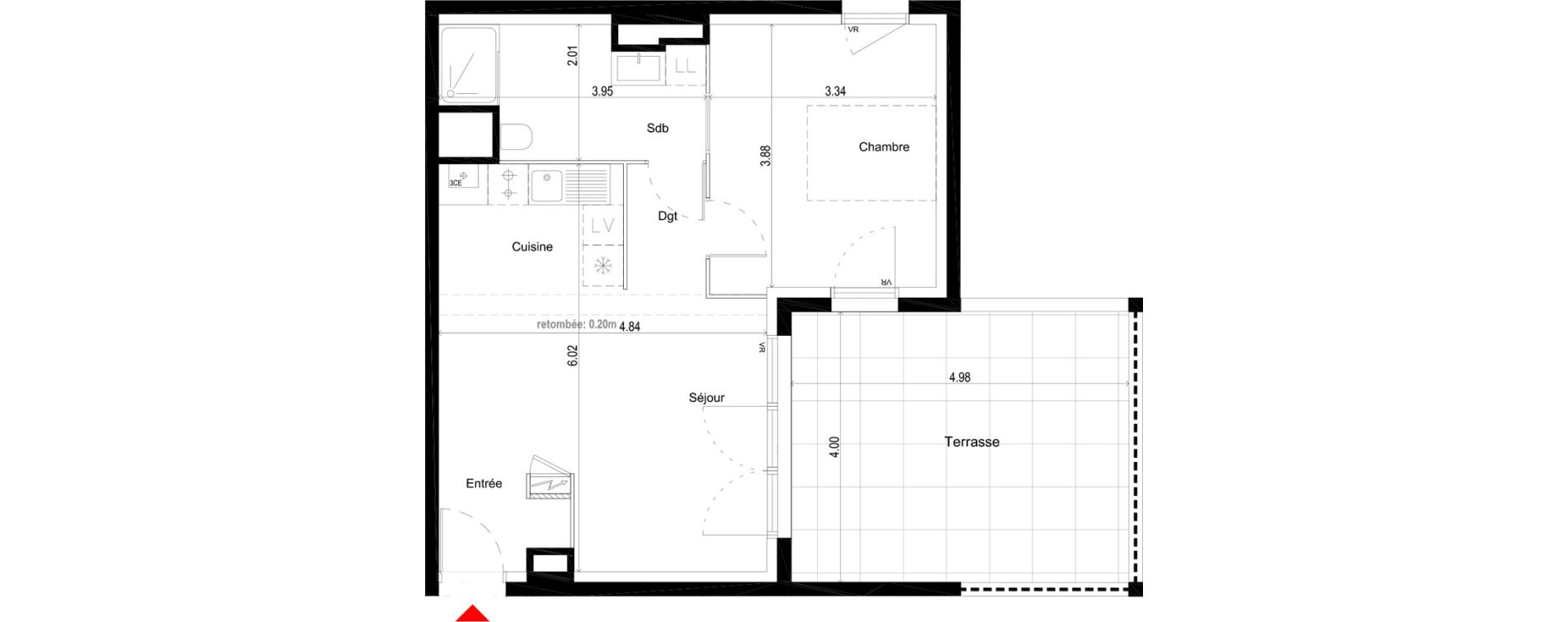Appartement T2 de 46,70 m2 &agrave; Pessac L'alouette