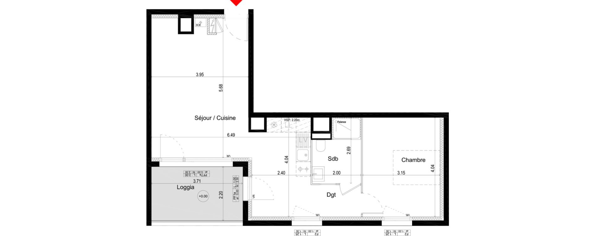 Appartement T2 de 51,40 m2 &agrave; Pessac L'alouette