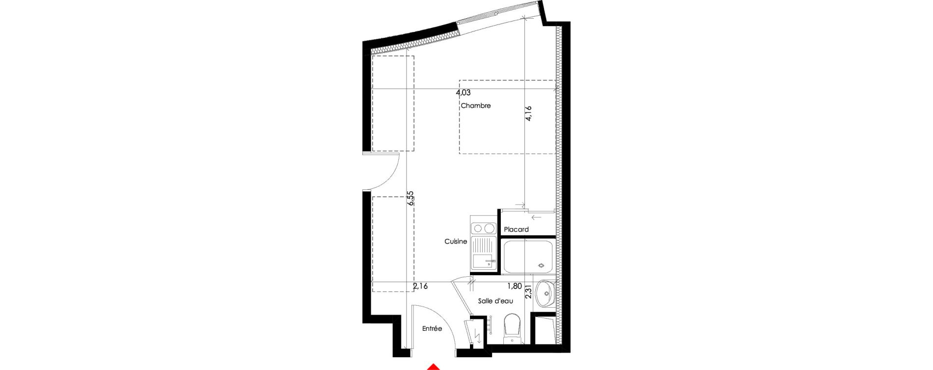 Studio meubl&eacute; de 26,00 m2 &agrave; Pessac L'alouette