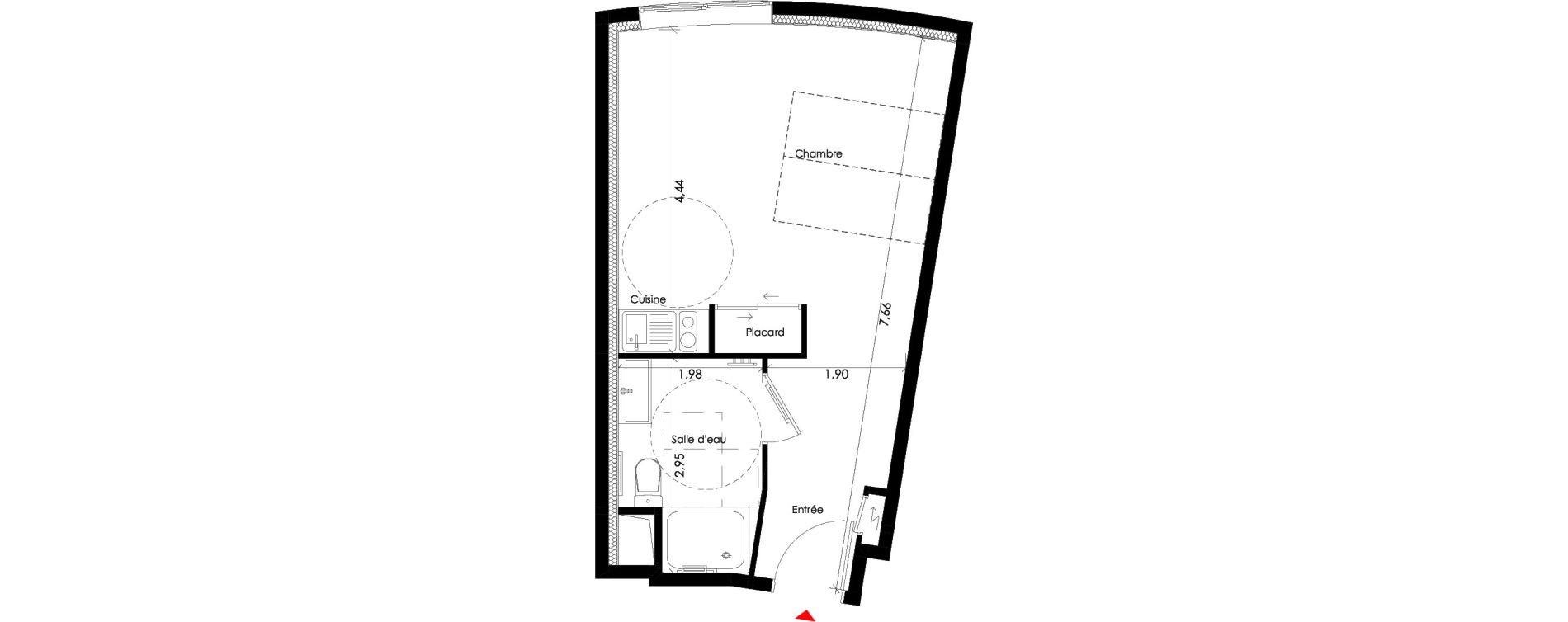 Studio meubl&eacute; de 29,70 m2 &agrave; Pessac L'alouette