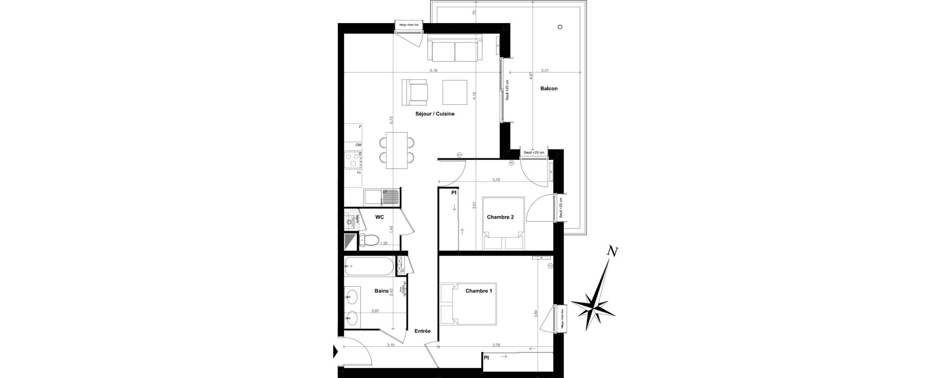 Appartement T3 de 67,10 m2 &agrave; Pessac Le monteil