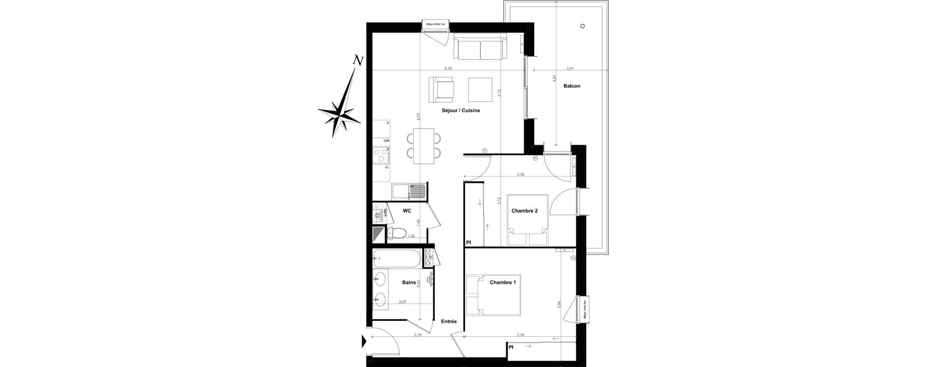 Appartement T3 de 67,51 m2 &agrave; Pessac Le monteil