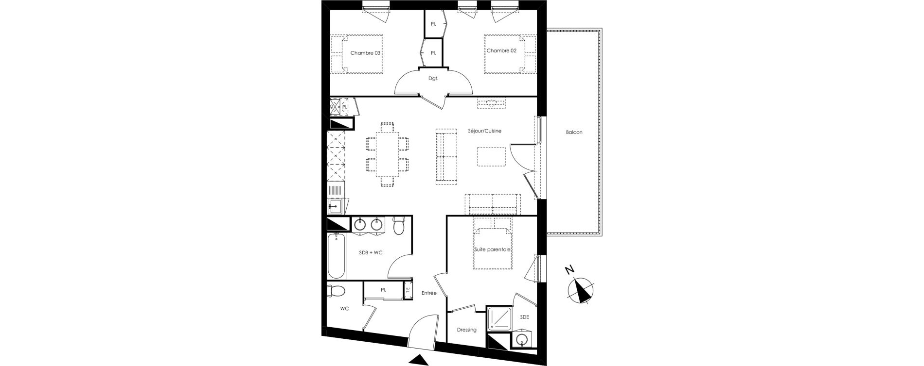 Appartement T4 de 85,95 m2 &agrave; Pessac La paillere - compostelle