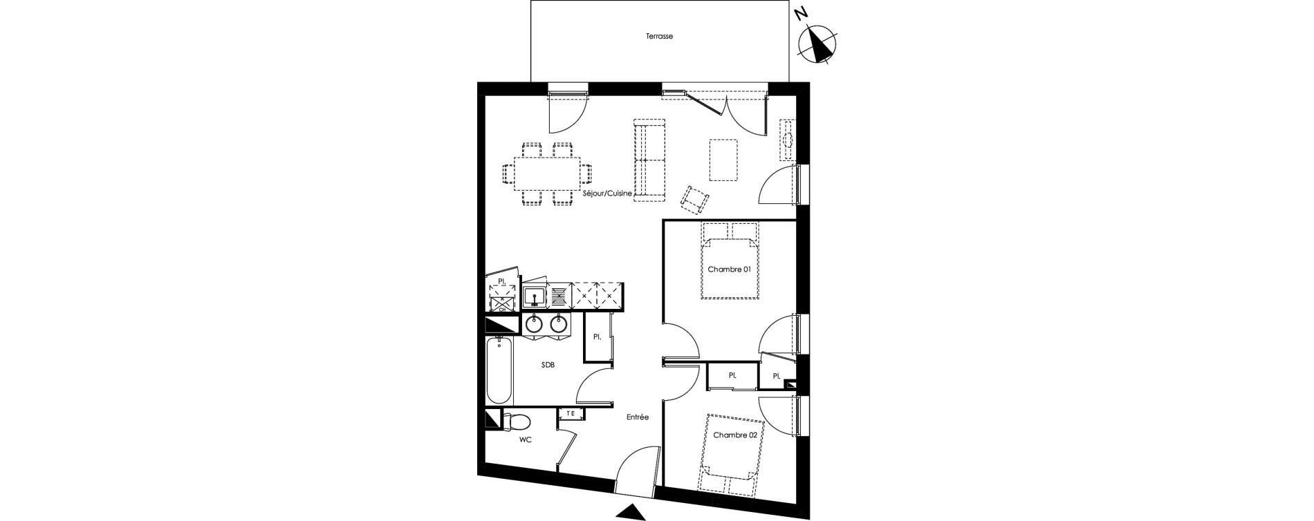 Appartement T3 de 69,37 m2 &agrave; Pessac La paillere - compostelle