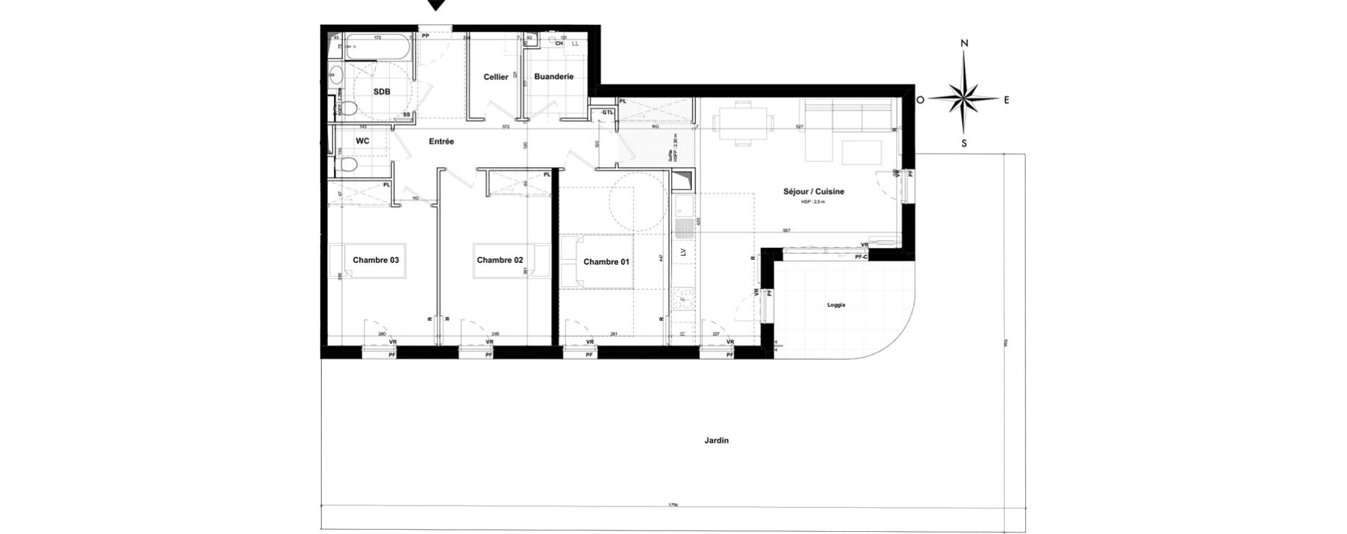 Appartement T4 de 90,00 m2 &agrave; Pessac Sardine
