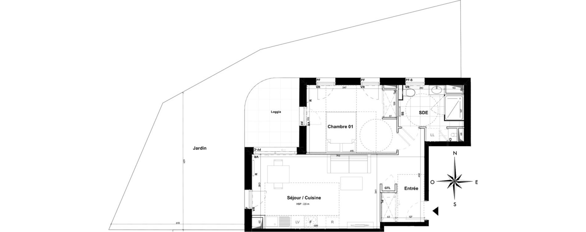 Appartement T2 de 46,40 m2 à Pessac Sardine