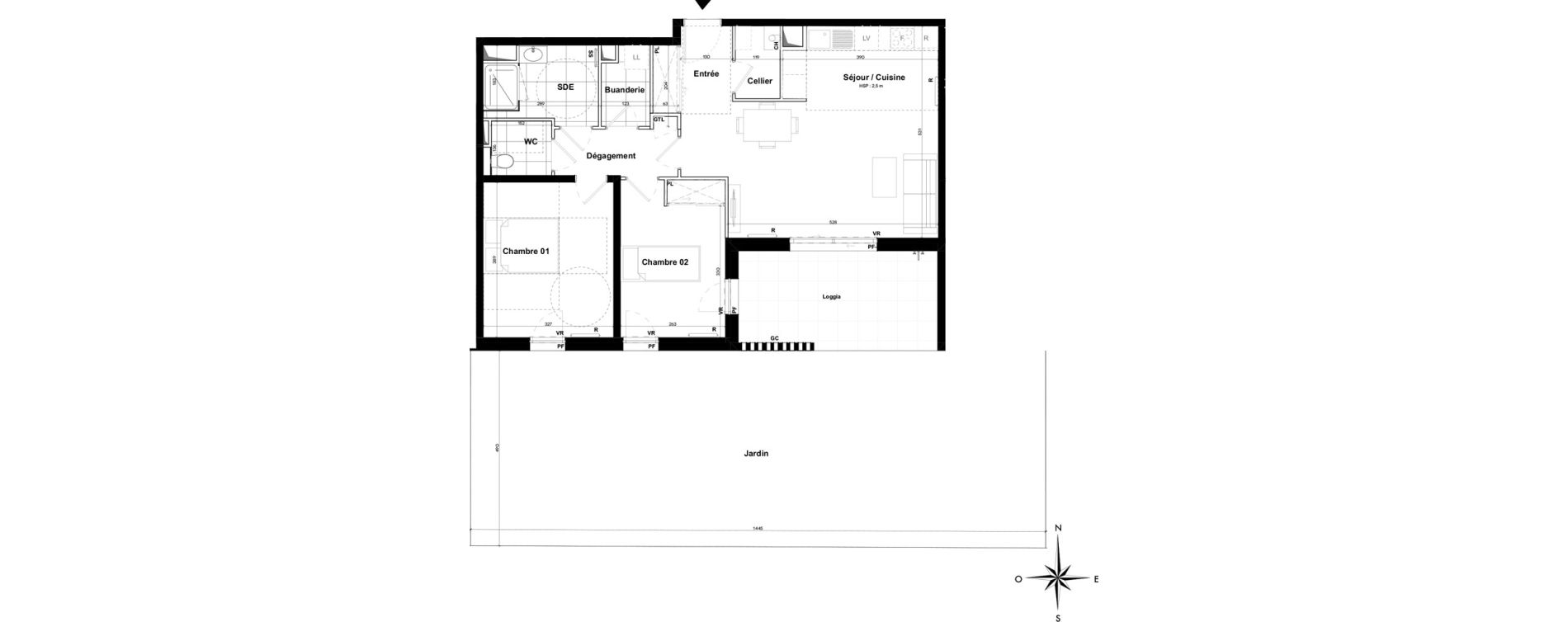 Appartement T3 de 69,30 m2 &agrave; Pessac Sardine