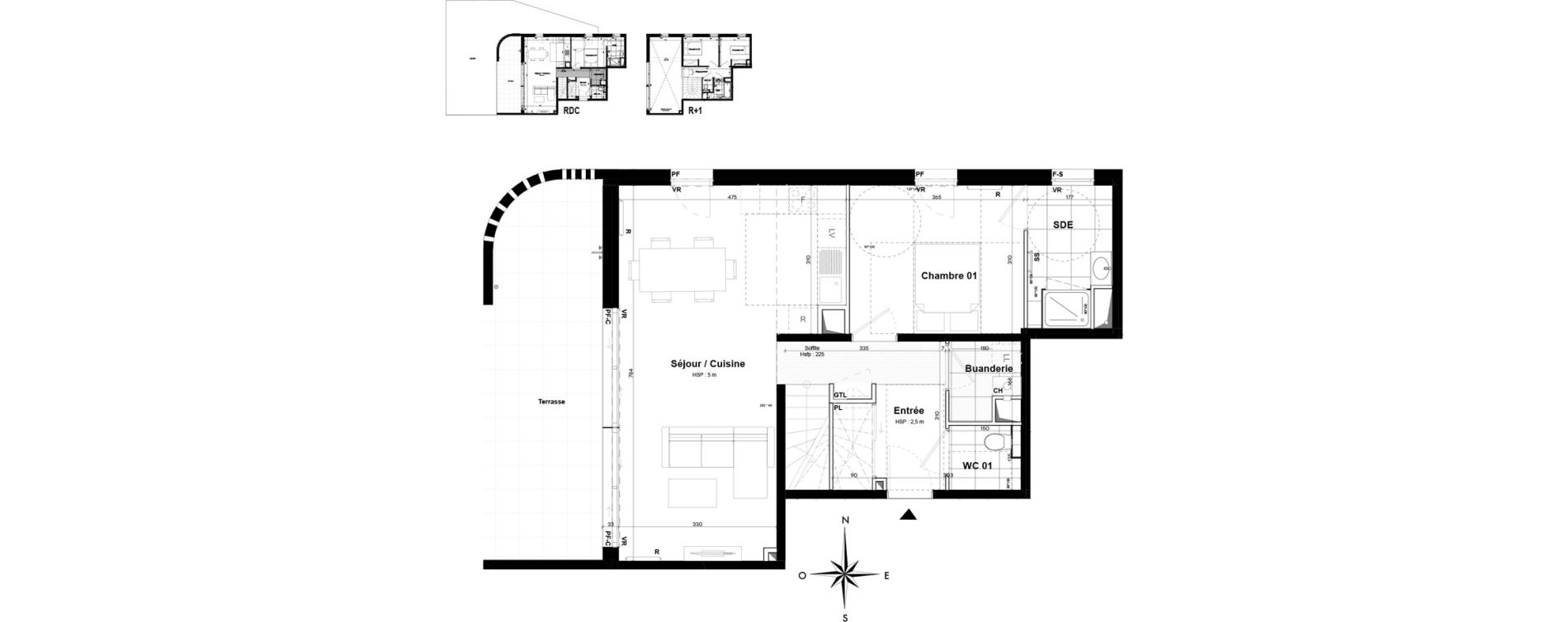 Duplex T4 de 88,70 m2 &agrave; Pessac Sardine