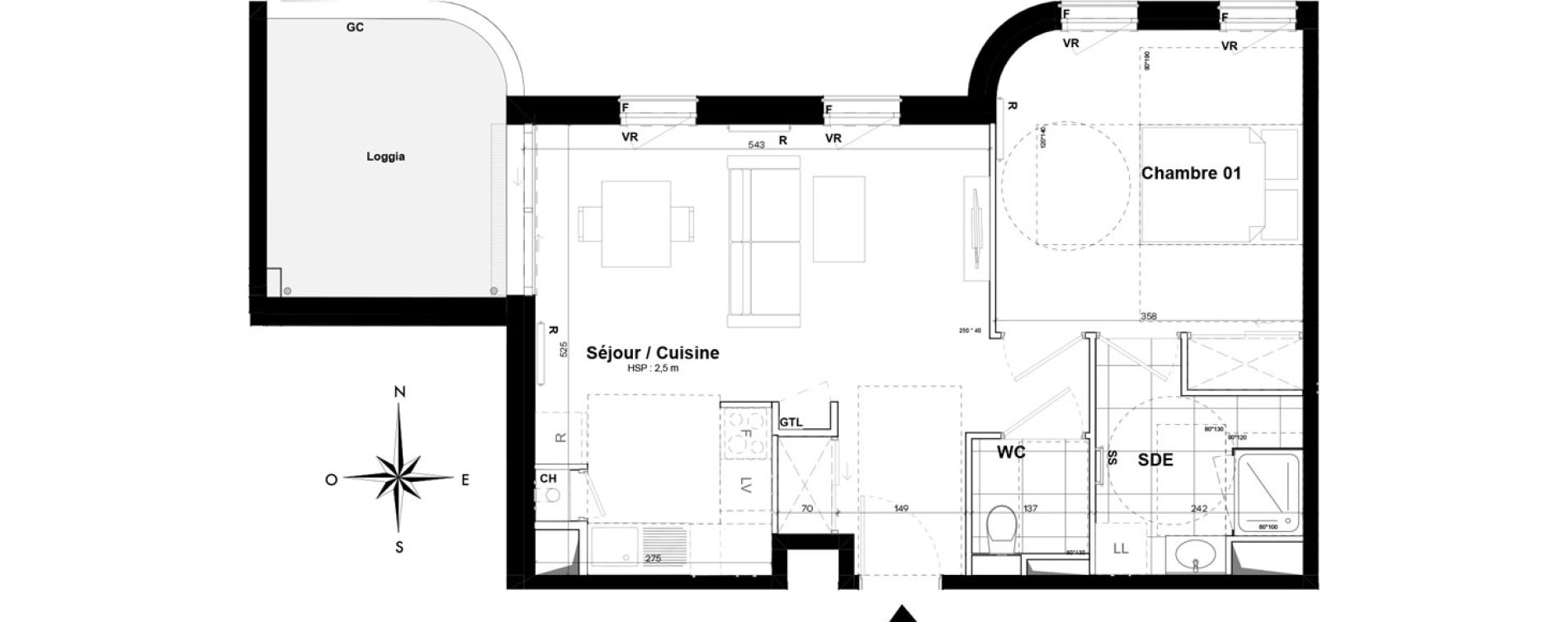 Appartement T2 de 47,80 m2 &agrave; Pessac Sardine