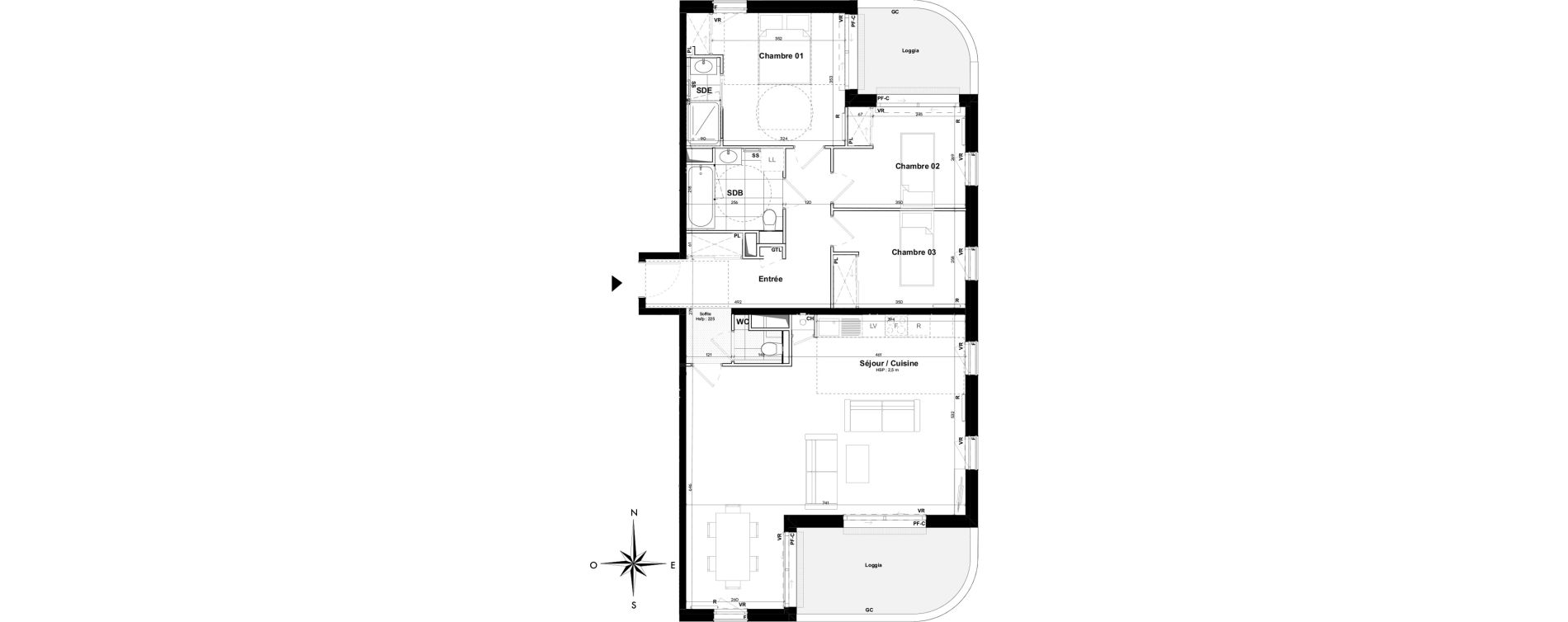 Appartement T4 de 93,80 m2 &agrave; Pessac Sardine