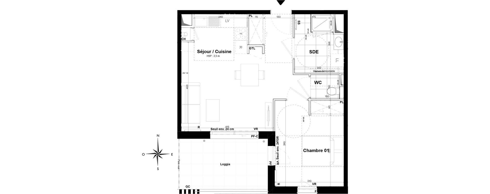 Appartement T2 de 44,50 m2 &agrave; Pessac Sardine