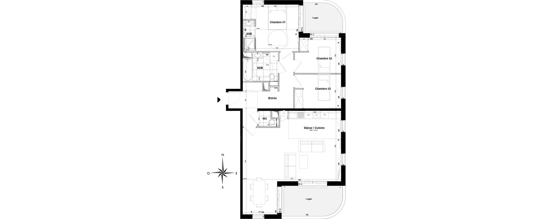 Appartement T4 de 94,00 m2 &agrave; Pessac Sardine