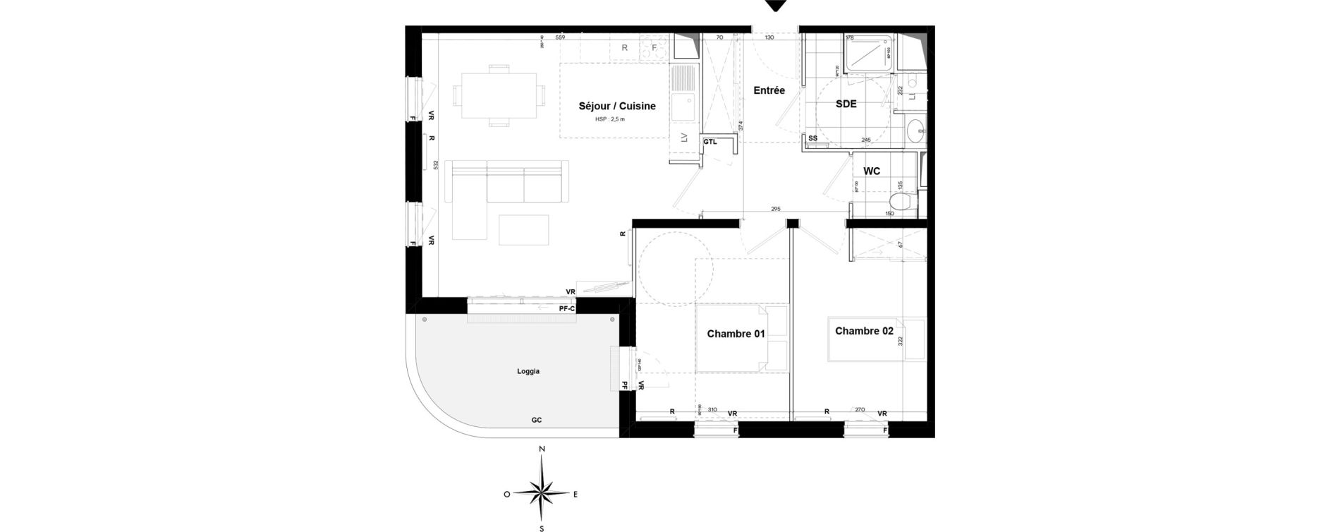 Appartement T3 de 65,20 m2 &agrave; Pessac Sardine