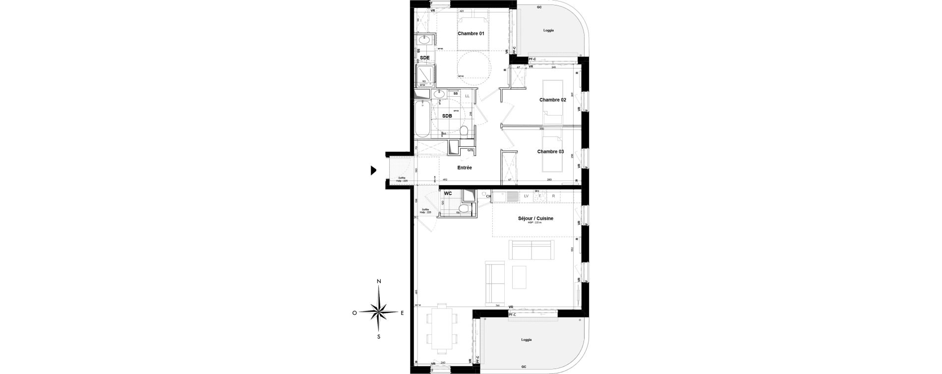 Appartement T4 de 93,90 m2 &agrave; Pessac Sardine