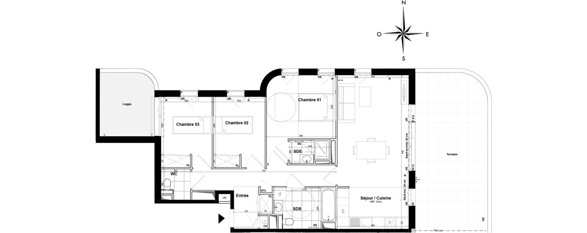 Appartement T4 de 81,40 m2 &agrave; Pessac Sardine