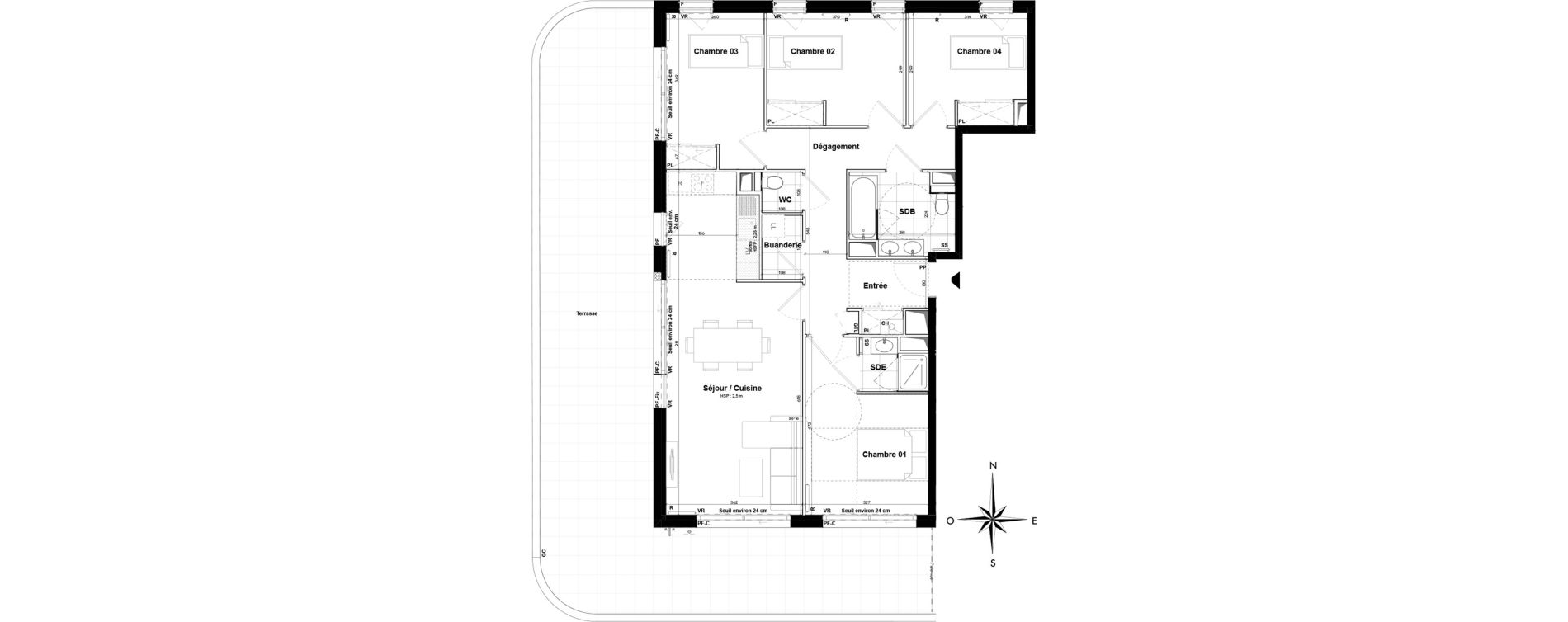 Appartement T5 de 97,20 m2 &agrave; Pessac Sardine