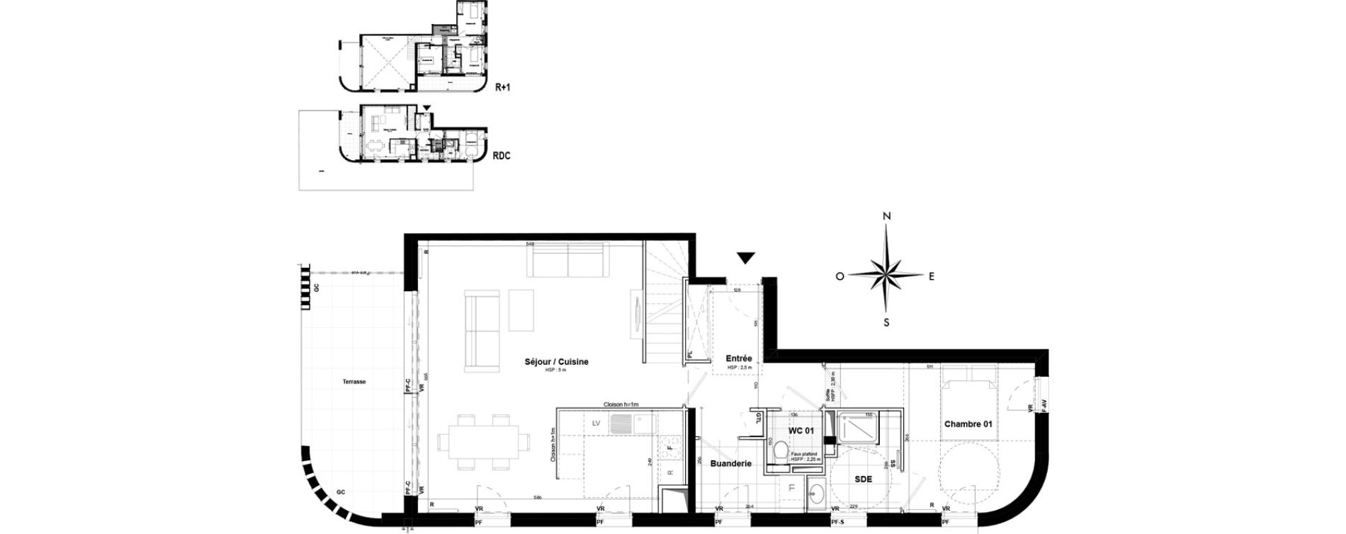 Duplex T5 de 123,60 m2 &agrave; Pessac Sardine